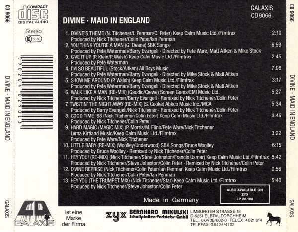 DIVINE Maid In England Used CD, Like New