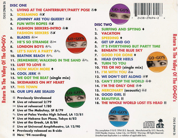 GO-GOS Return To The Valley Of The Go-Gos, cds like new