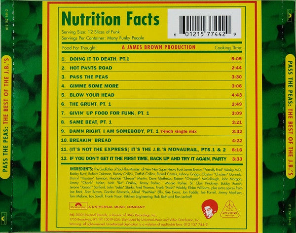 THE J.B.'S Pass The Peas: The Best Of The J.B.'s Used CD, VG+