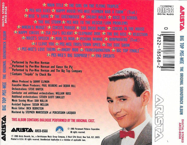 DANNY ELFMAN / PAUL REUBENS Big Top Pee Wee Soundtrack Used CD, VG+