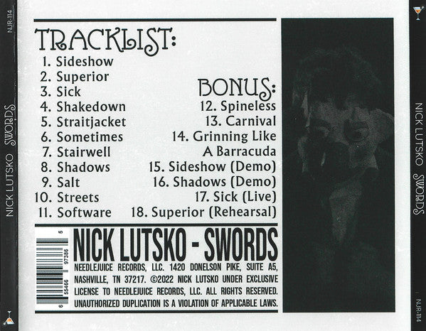 NICK LUTSKO Swords CD, very good plus