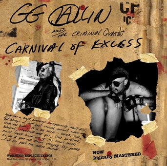 GG ALLIN and the CRIMINAL QUARTET Carnival Of Excess CD, very good plus