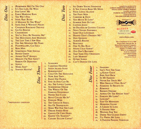 GORDON LIGHTFOOT Songbook CD Box Set, 4 CDs & book, all CDs are like new, case is VG+