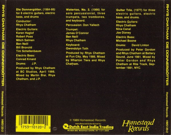 RHYS CHATHAM Die Donnergotter Used CD, Like New
