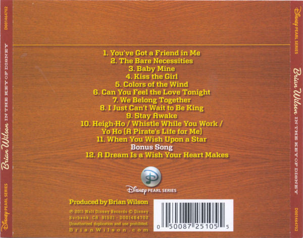 BRIAN WILSON In The Key Of Disney Used CD, like new