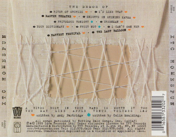 XTC Homespun (The Apple Venus Volume One Home Demos) CD, very good plus