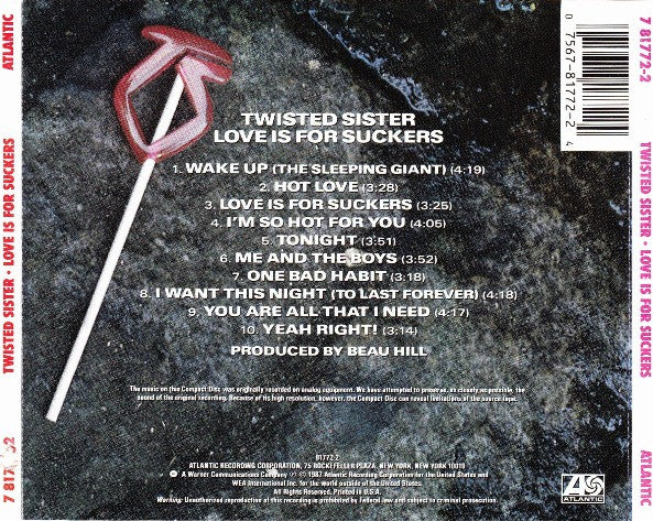 TWISTED SISTER Love Is For Suckers, 1st press CD, like new