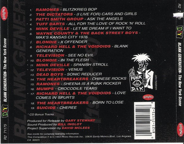 VARIOUS ARTISTS DIY: Blank Generation The New York Scene (1975-78) Used CD, VG+