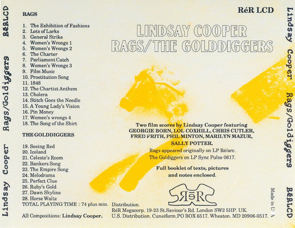 LINDSAY COOPER Rags/The Golddiggers Used CD, Like New