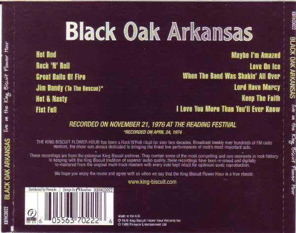BLACK OAK ARKANSAS Live On The King Biscuit Flower Hour CD, like new