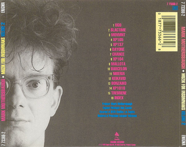 MARK MOTHERSBAUGH Muzik For Insomniaks Volume 2 CD, like new