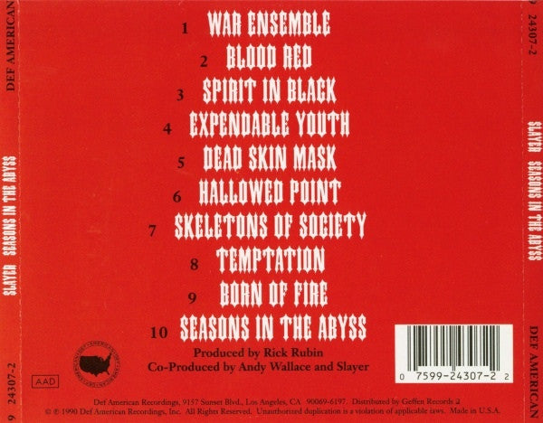 SLAYER Seasons In The Abyss CD, new/sealed