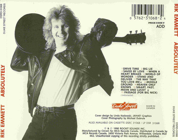RIK EMMETT Absolutely CD, very good plus