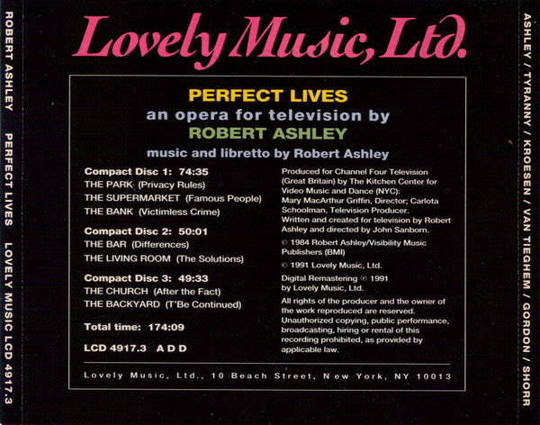 ROBERT ASHLEY & OTHERS Perfect Lives An Opera For Television CD x3 Used CD, VG+