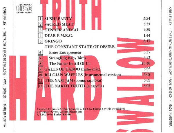 KAREN FINLEY The Truth Is Hard To Swallow Used CD, VG+