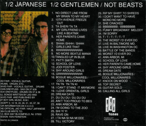 1/2 JAPANESE 1/2 Gentlemen / Not Beasts CD, very good plus