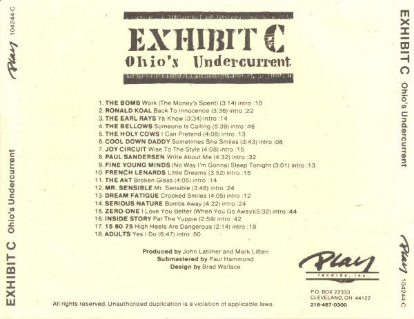 VARIOUS ARTISTS Exhibit C Ohio's Undercurrent Used CD, M -