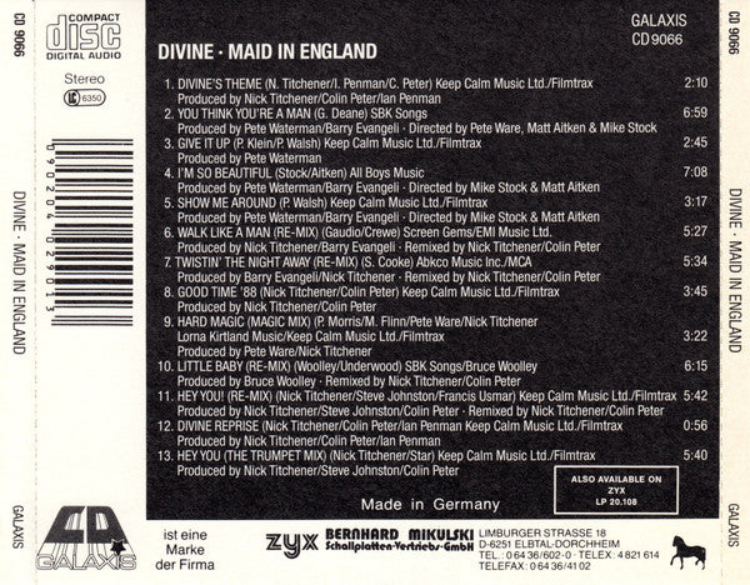 DIVINE Maid In England Used CD, Like New