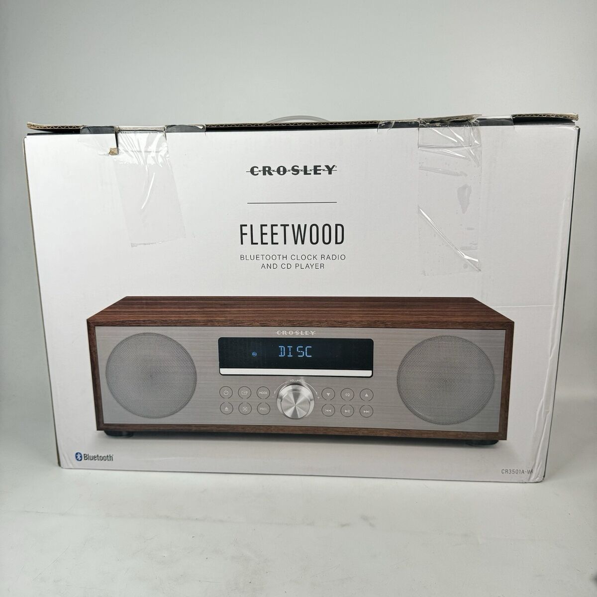 CROSLEY Fleetwood Bluetooth Clock Radio and CD Player with remote control (stock photo used)