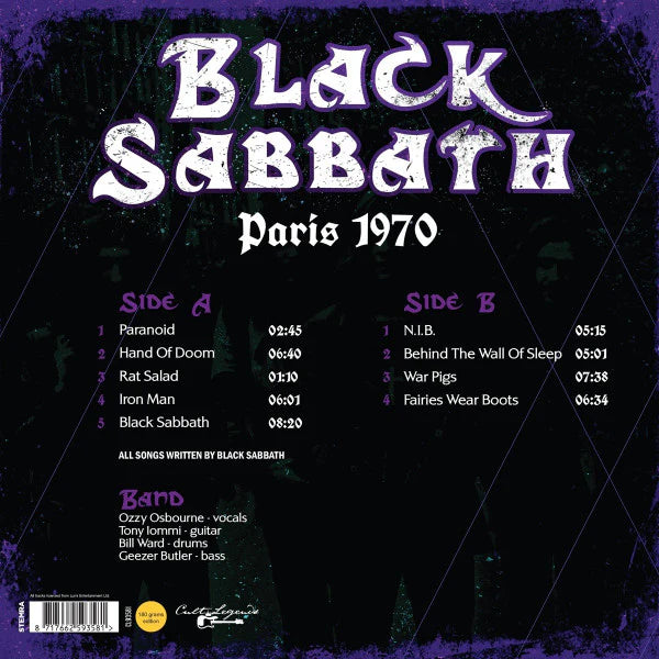 BLACK SABBATH Paris 1970 (180g vinyl) New Vinyl LP