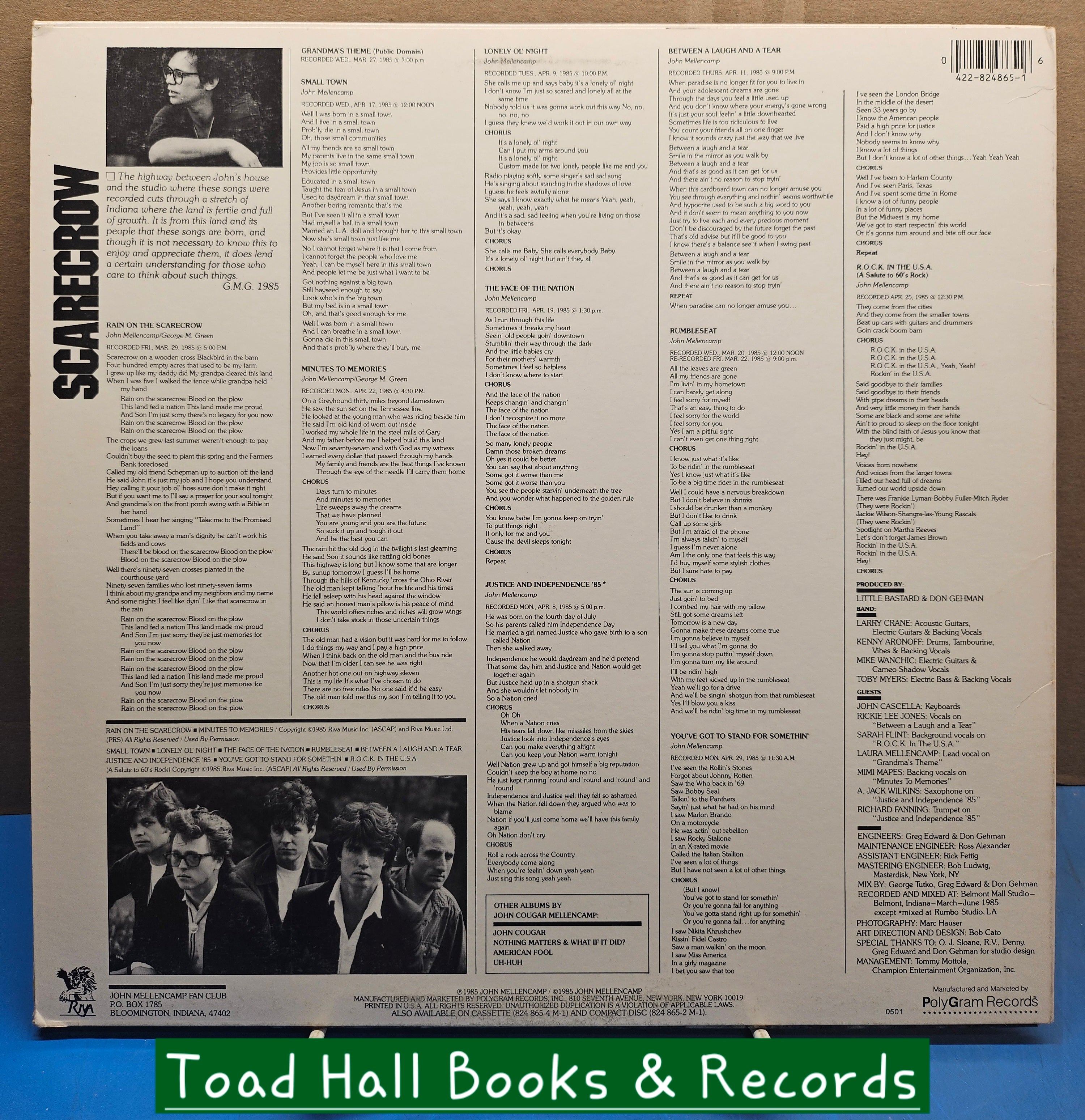 John Cougar Mellencamp Scarecrow Used Vinyl LP Masterdisc