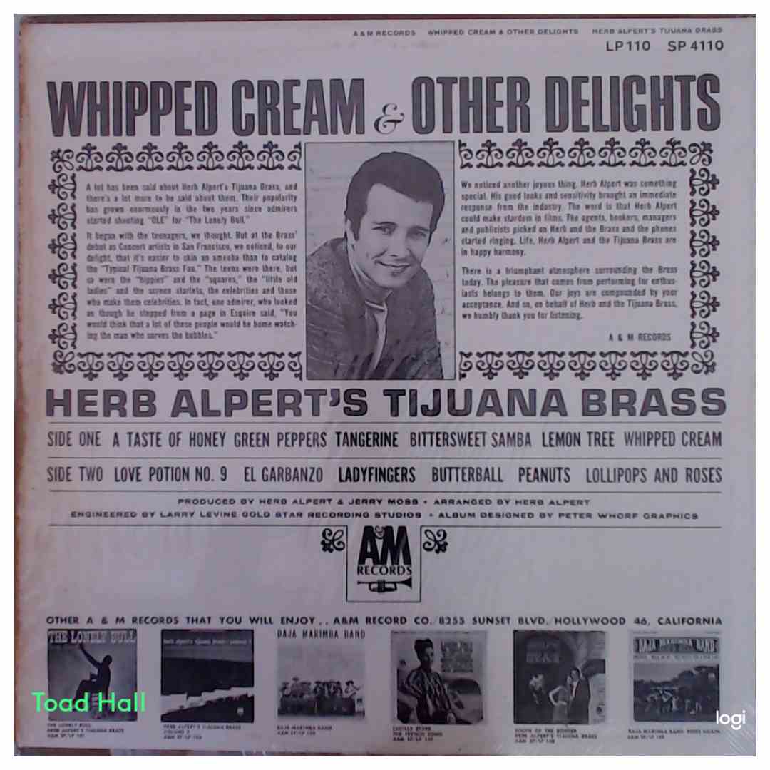 Herb Alpert's Tijuana Brass  Whipped Cream & Other Delights  Used Vinyl LP