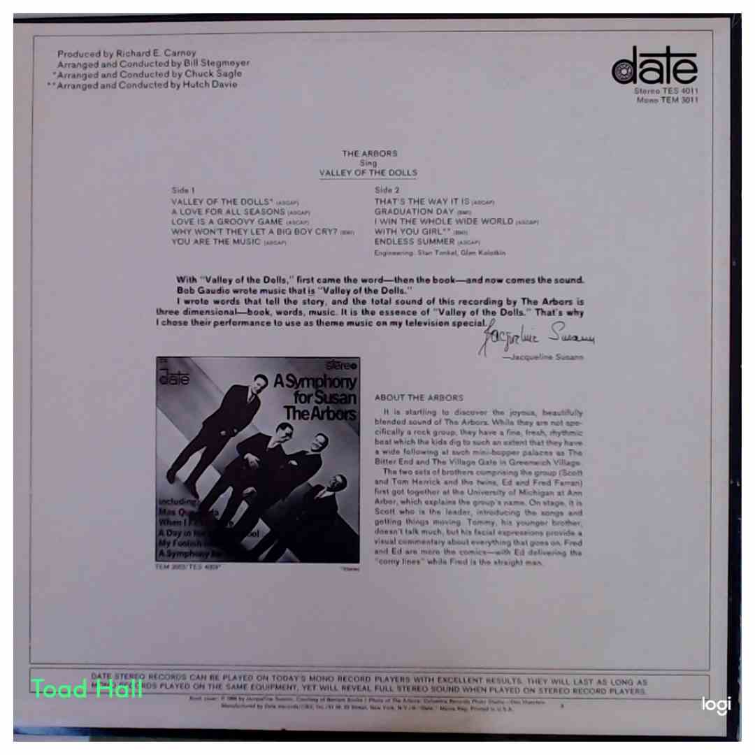 The Arbors - The Arbors Sing Valley of The Dolls (Promo Cover) - Used Vinyl
