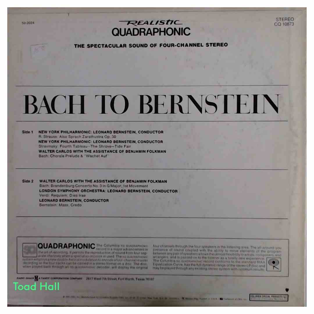 Leonard Bernstein - Bach To Bernstein (Quadrophonic) - Used Vinyl