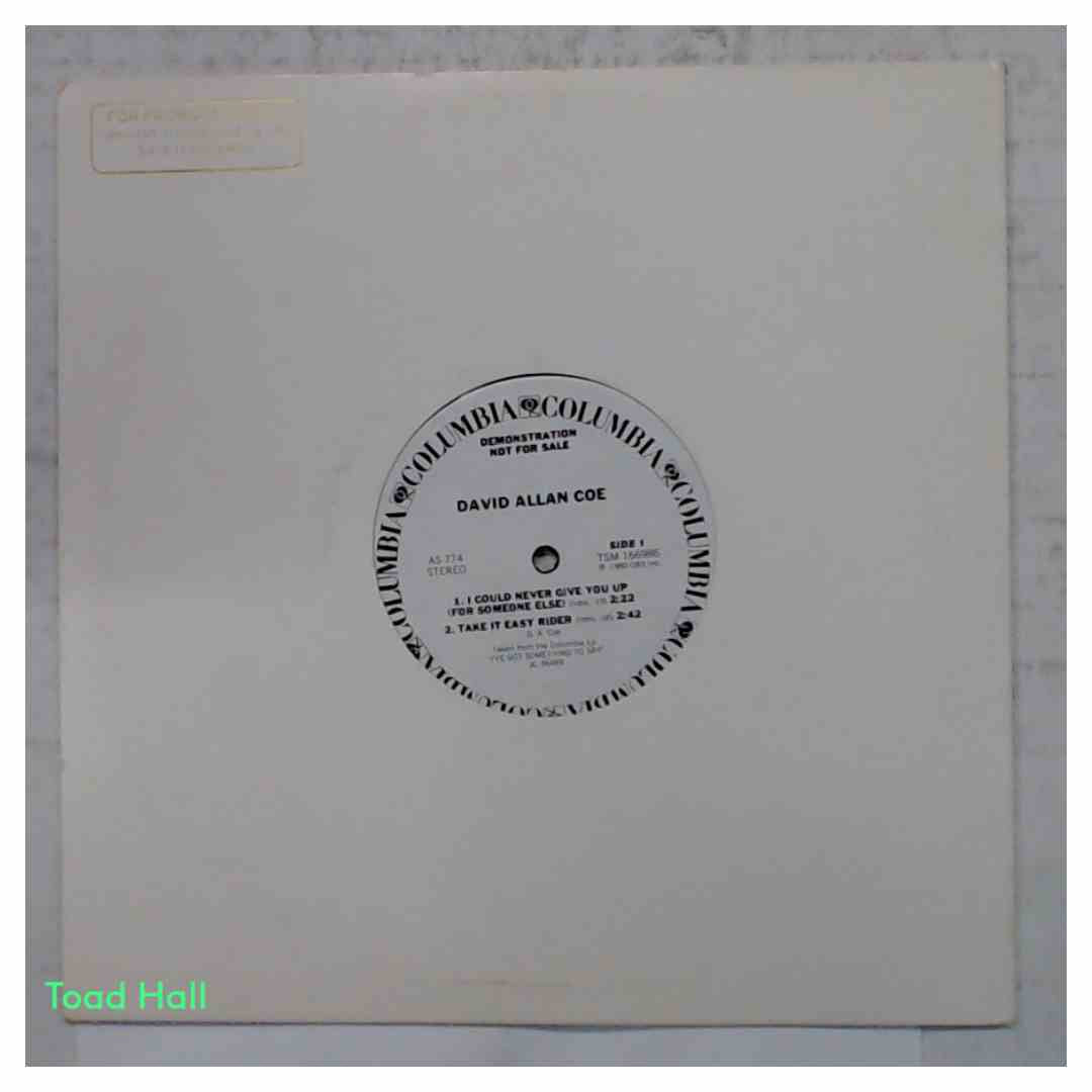 David Allan Coe - I Could Never Give You Up (For Someone Else) - 10 Inch Promo Single - Used Vinyl