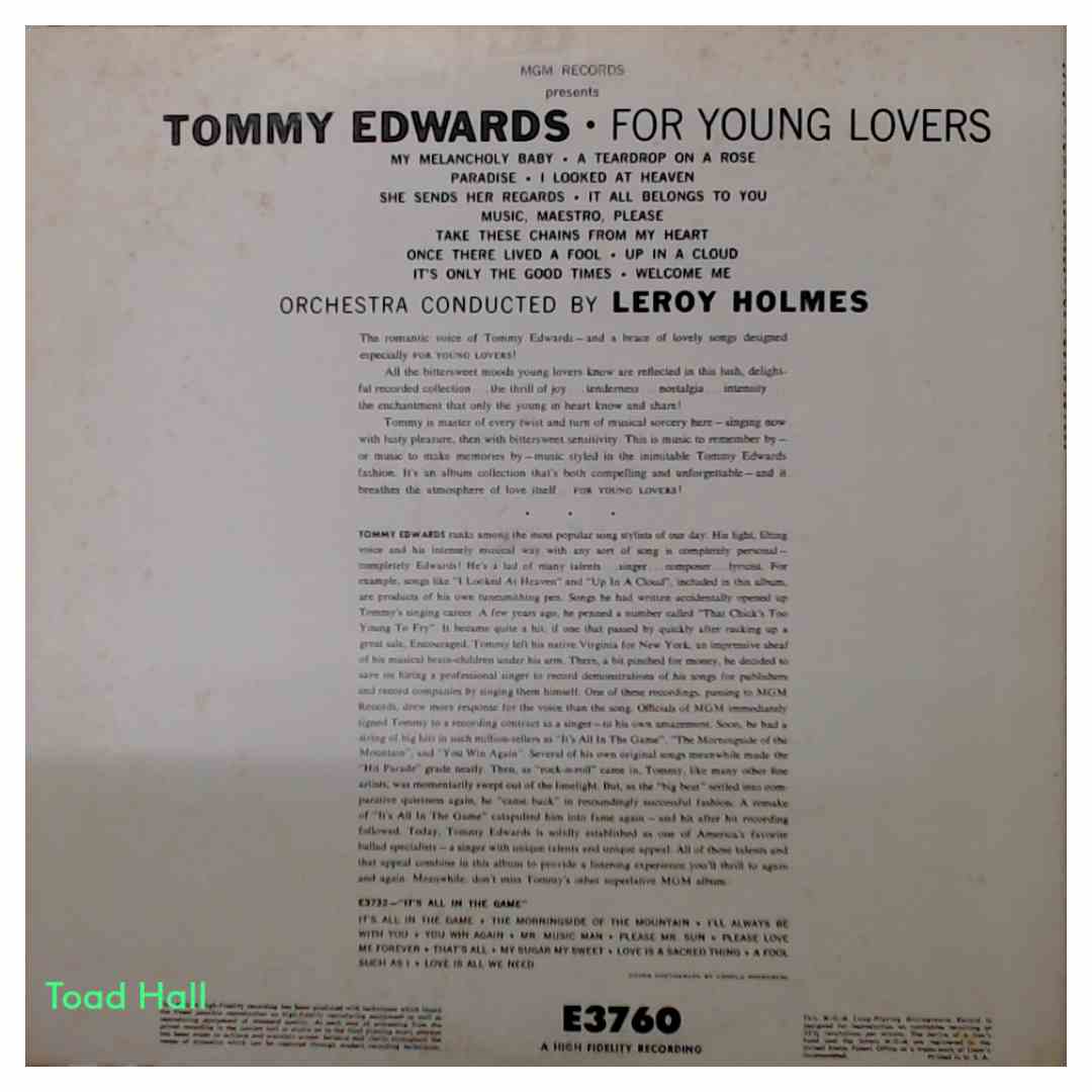 Tommy Edwards - For Young Lovers - Used Vinyl