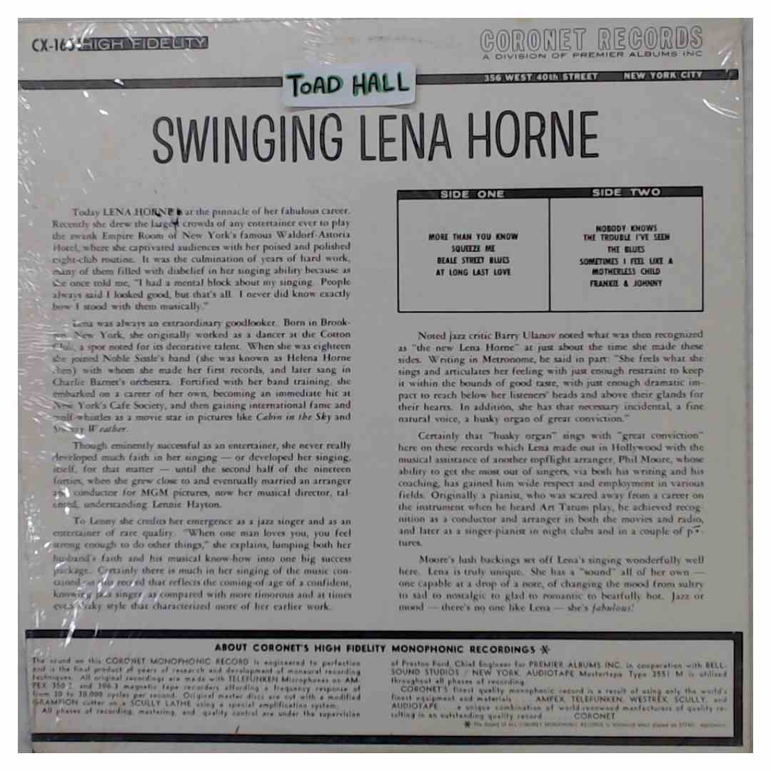 Lena Horne - Swinging Lena Horne - Used Vinyl