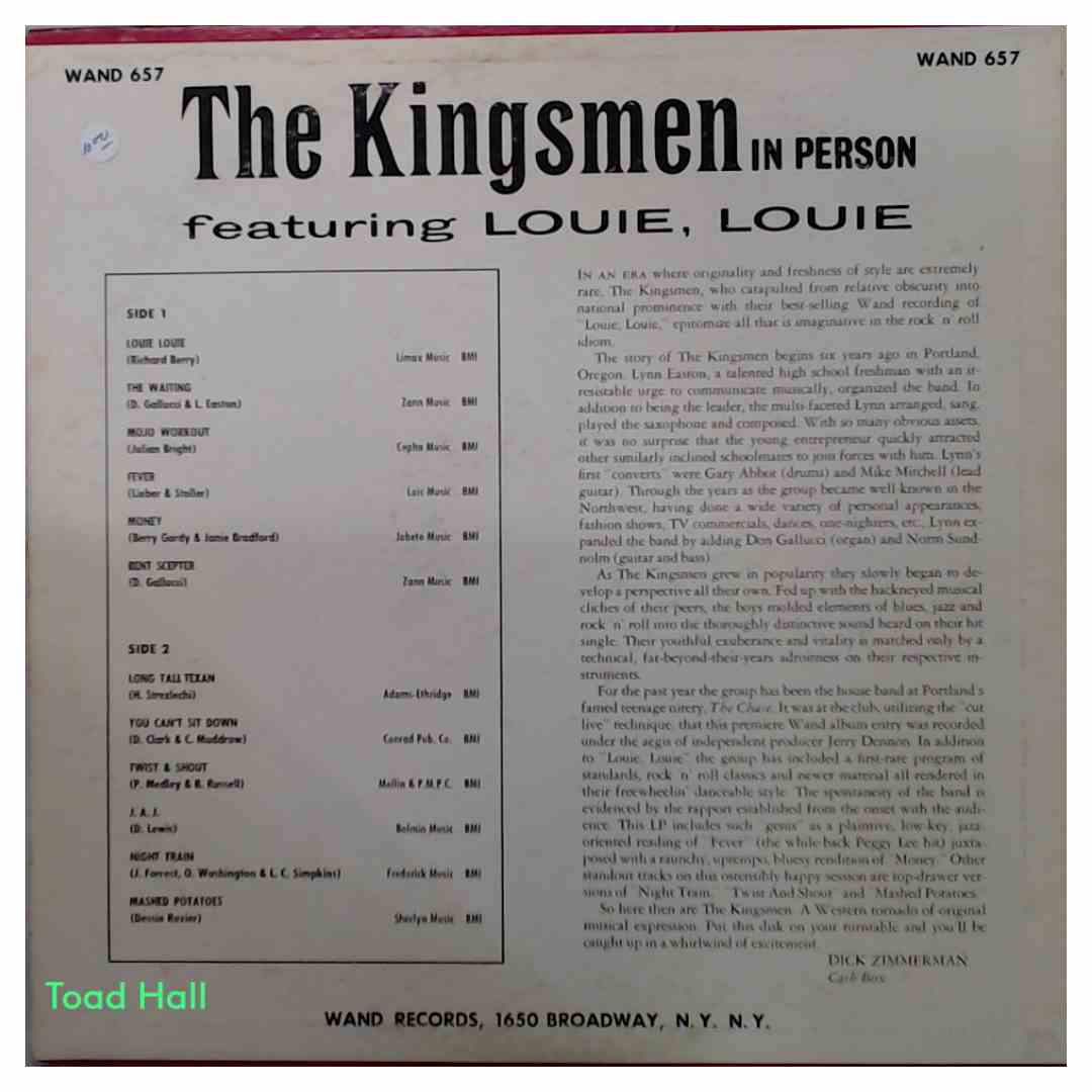 The Kingsmen - In Person Featurning Louie Louie - Used Vinyl