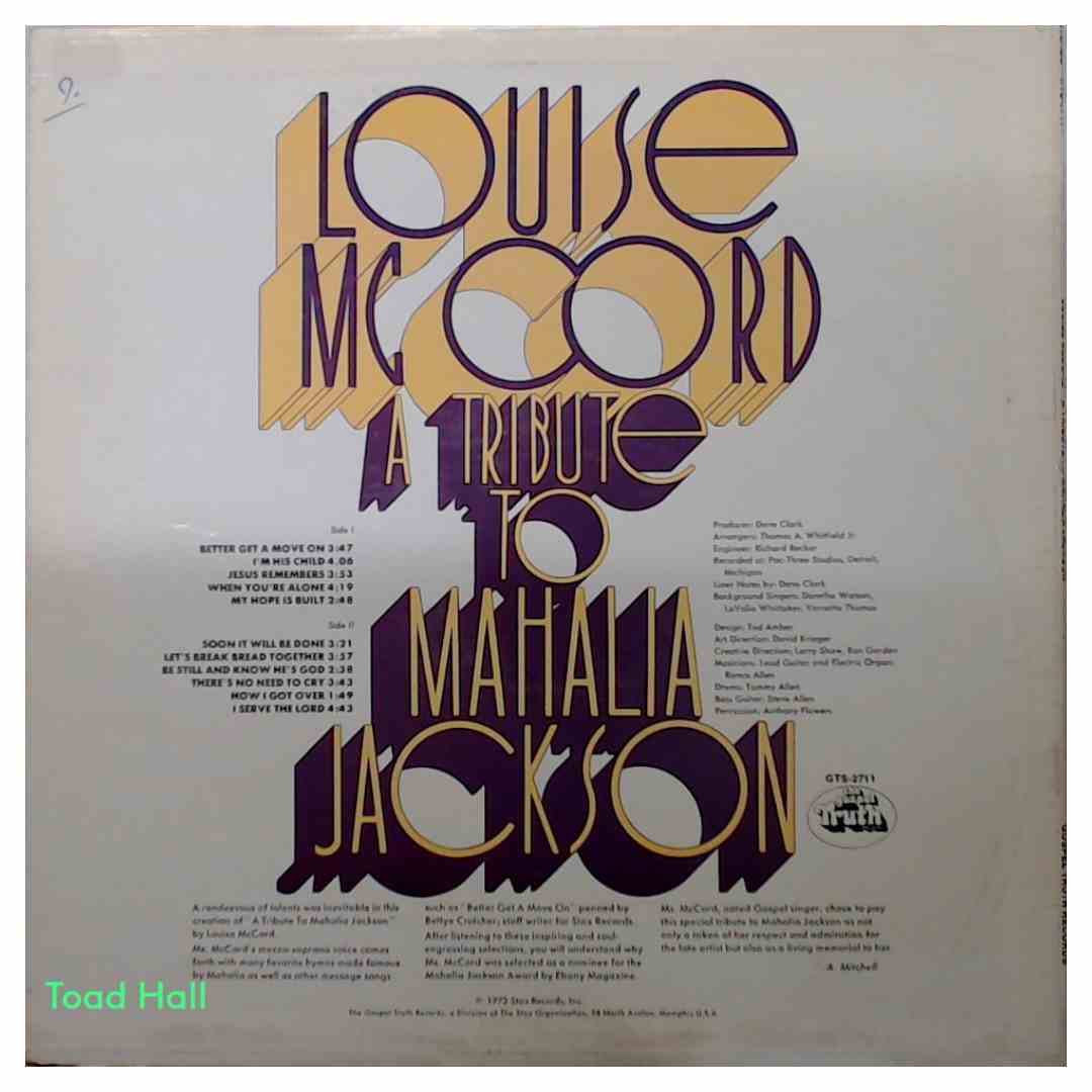 Louise McCord - A Tribute To Mahalia Jackson - Used Vinyl