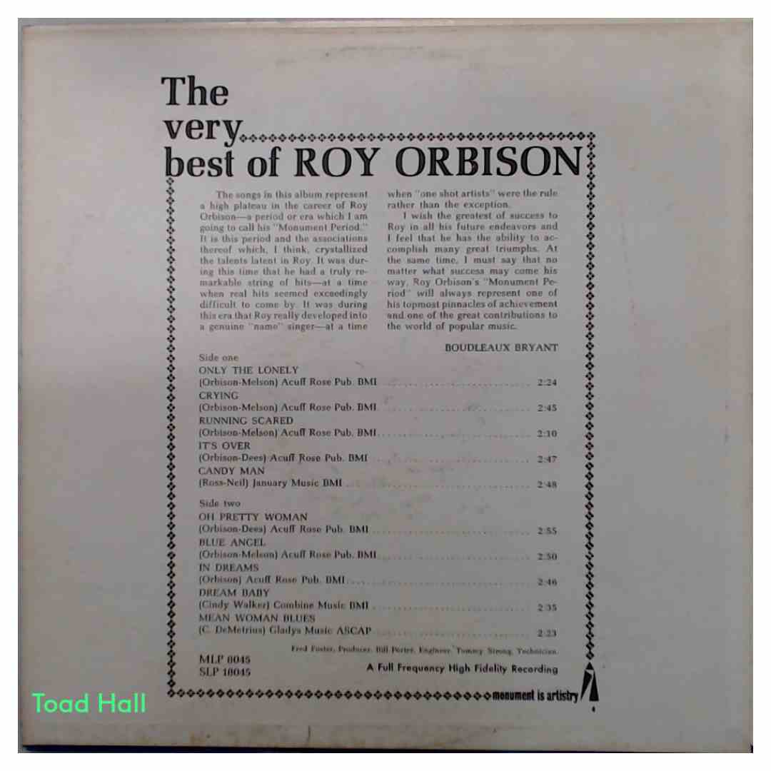 Roy Orbison - The Very Best Of  - Used Vinyl