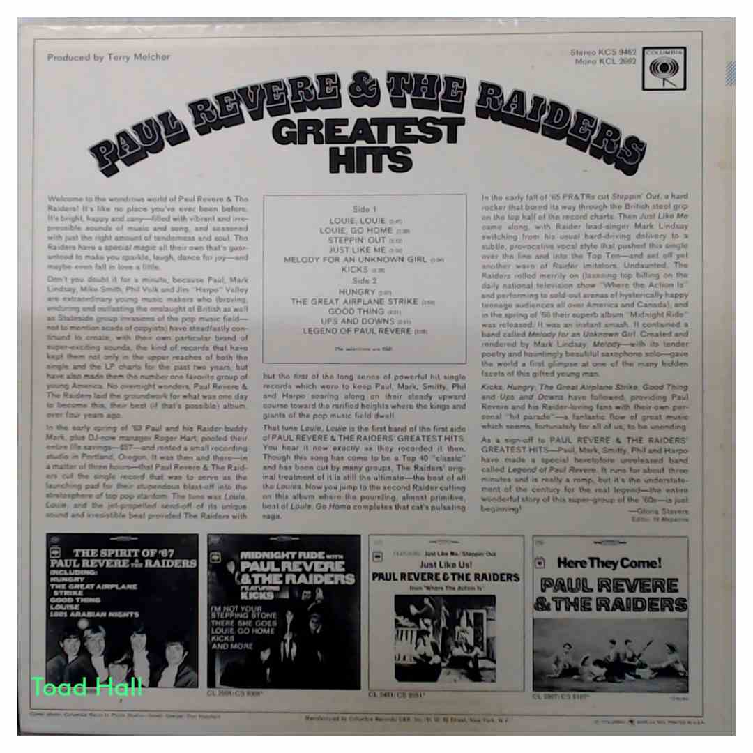 Paul Revere & The Raiders - Greatest Hits - Used Vinyl