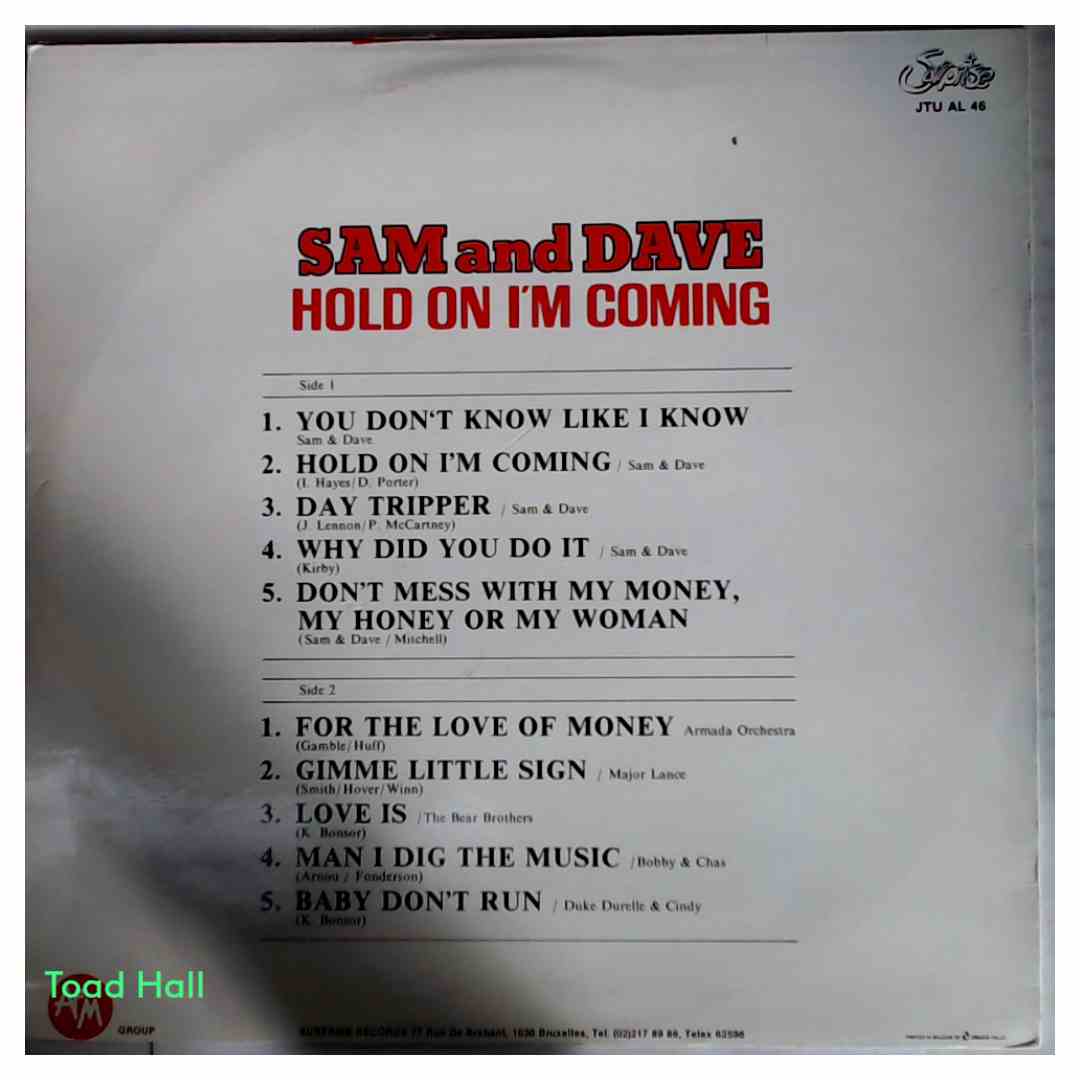 Sam and Dave - Hold On, I'm Coming (Belgium Import) - Used Vinyl