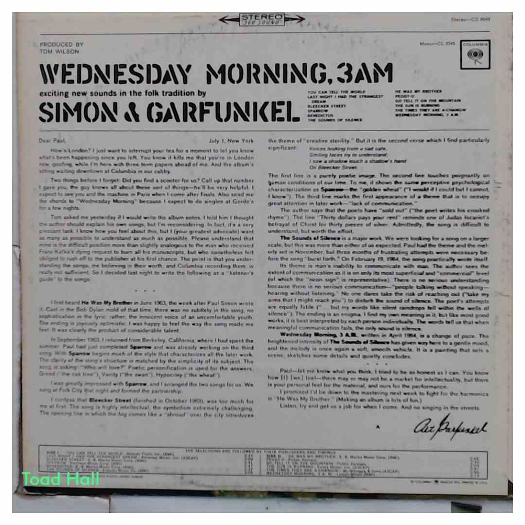 Simon & Garfunkel - Wednesday Morning, 3 AM - Used Vinyl