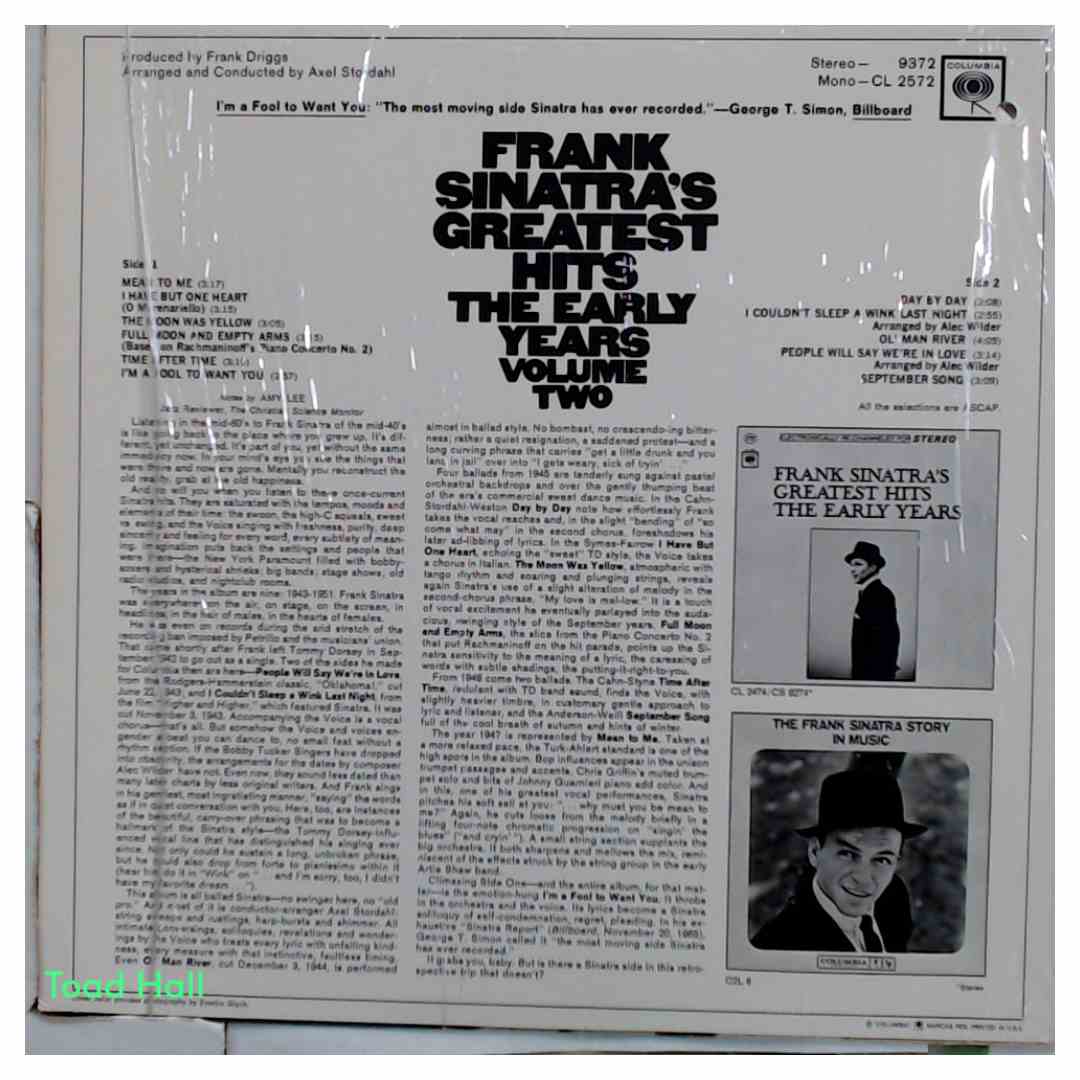 Frank Sinatra - Frank Sinatra's Greatest Hits: The Early Years Volume Two - Used Vinyl