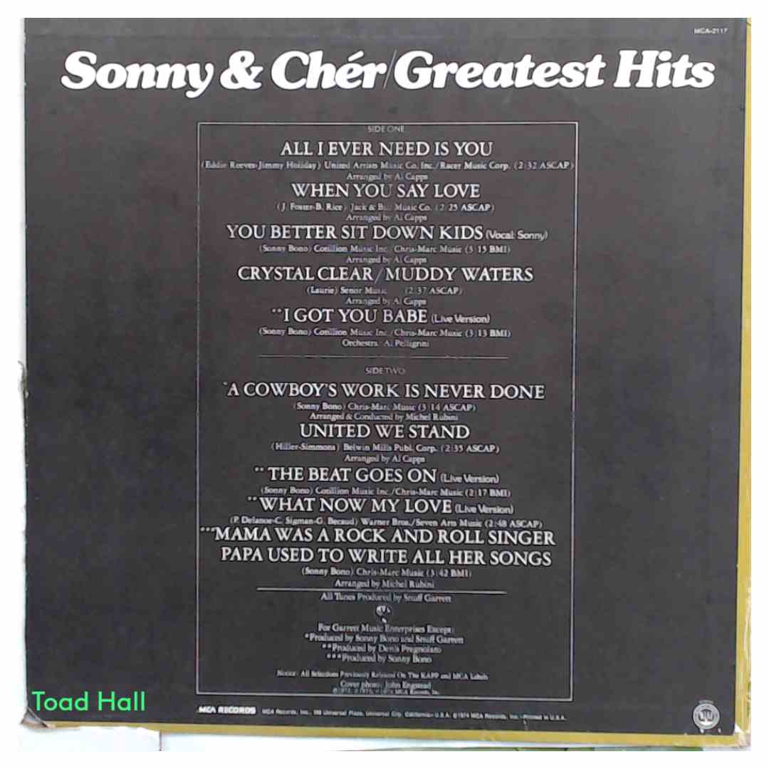 Sonny & Cher - Greatest Hits - Used Vinyl