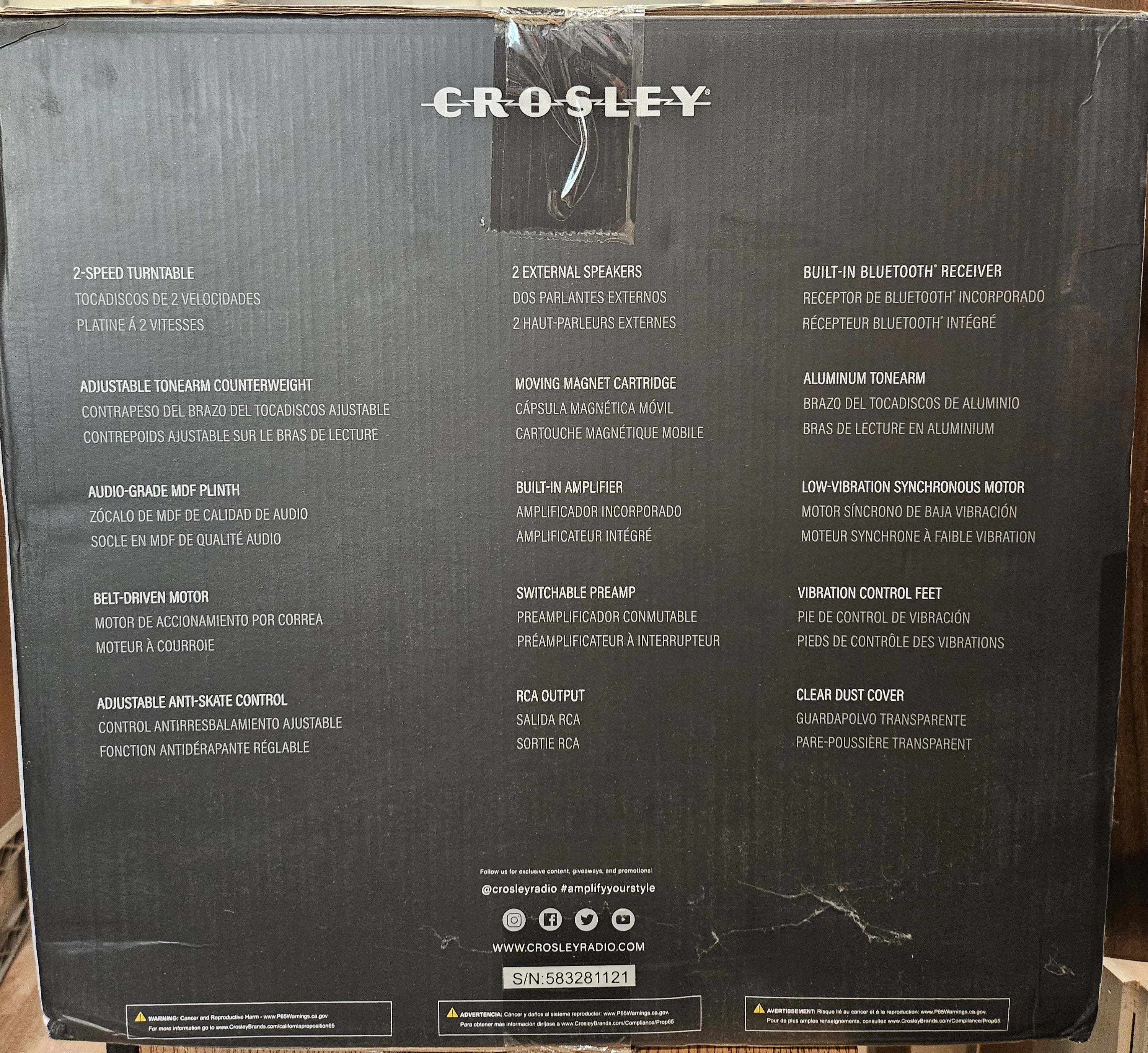 Crosley C-62 Black Turntable W/Speakers NEW IN BOX!