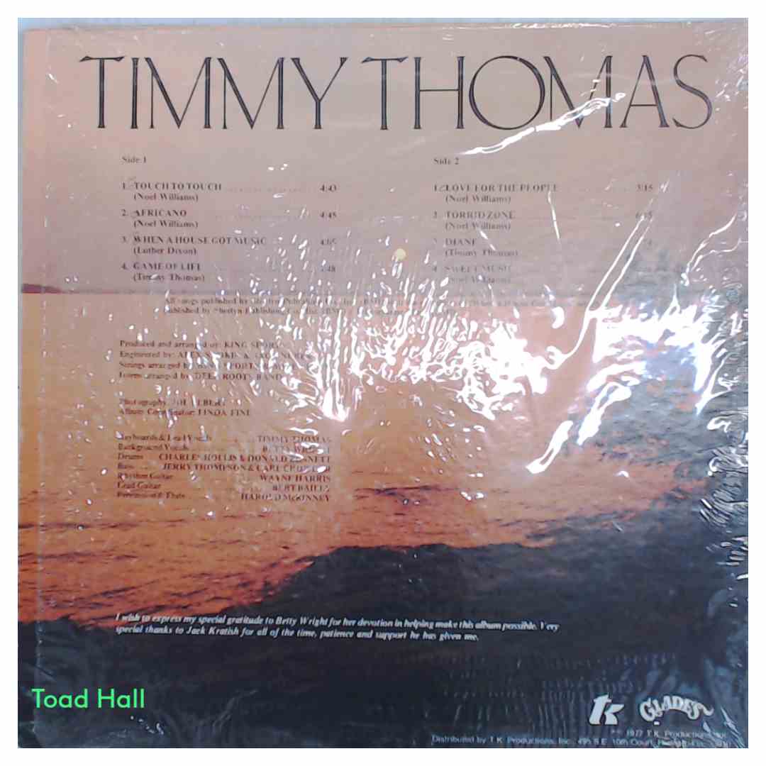 TIMMY THOMAS Touch To Touch Used Vinyl LP