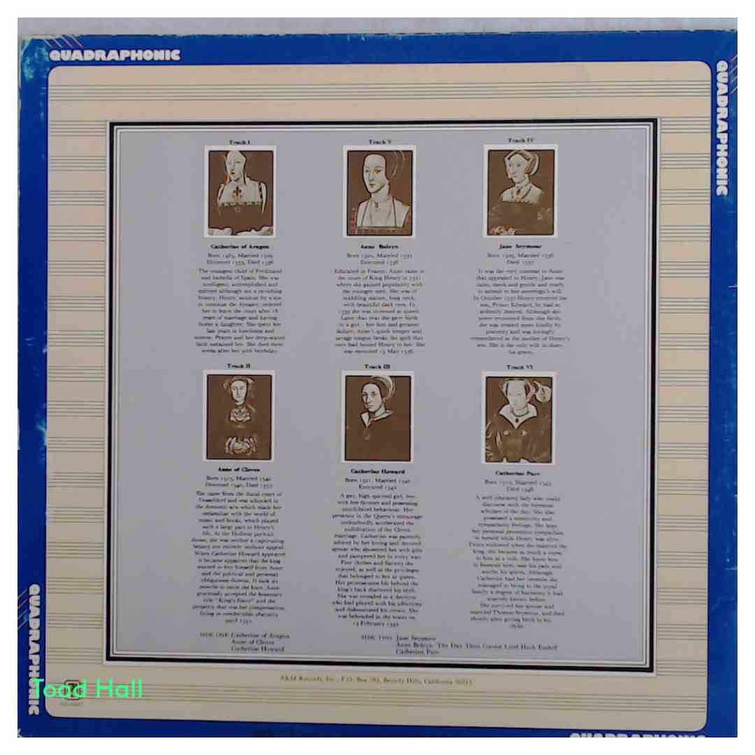 RICK WAKEMAN The Six Wives Of Henry VIII Quadrophonic Used Vinyl LP