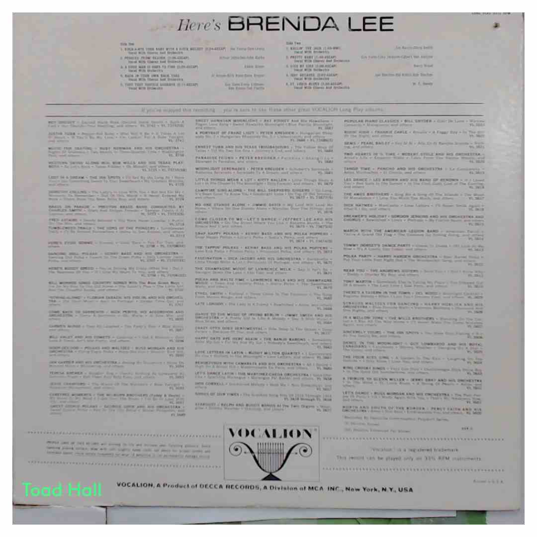 BRENDA HILL Here's Brenda Lee SIGNED AUTOGRAPH Used Vinyl LP