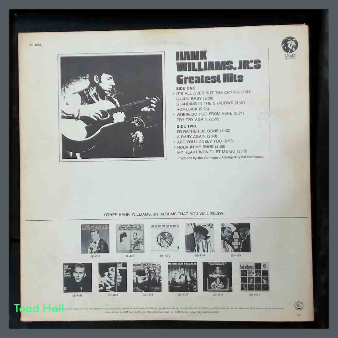 HANK WILLIAMS JR Greatest Hits Used Vinyl LP SE-4656