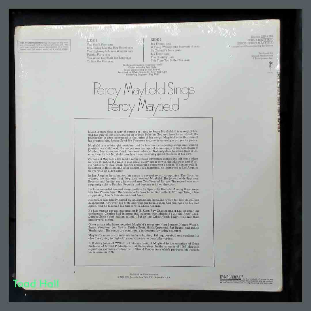 PERCY MAYFIELD Percy Mayfield Sings Vintage Sealed Vinyl