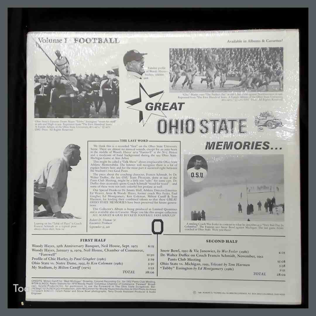 GREAT OHIO STATE MEMORIES Volume I Football Vintage Sealed Vinyl LP