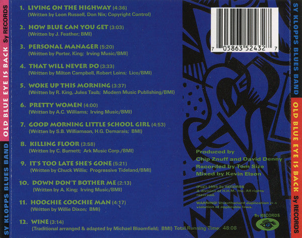 SY KLOPPS BLUES BAND Old Blue Eye Is Back CD, like new