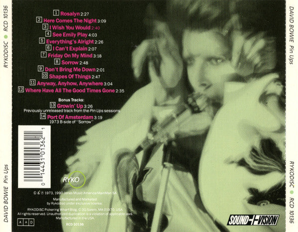 DAVID BOWIE Pinups CD, very good plus