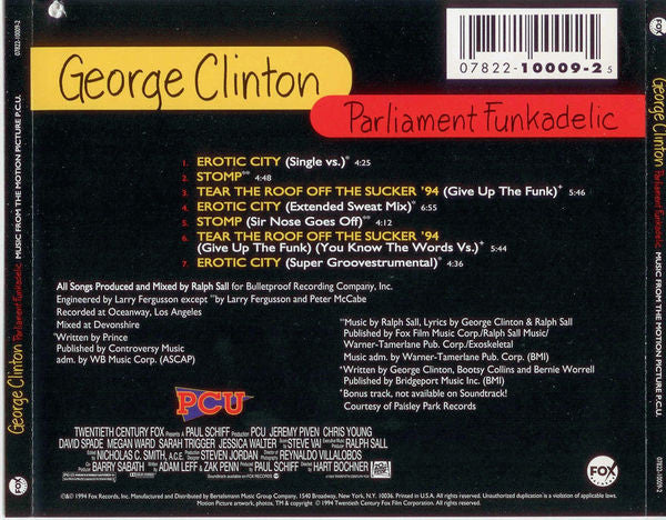 GEORGE CLINTON / PARLIAMENT / FUNKADELIC Music From The Motion Picture PMU Used CD, VG+