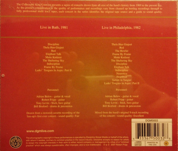 DISCIPLINE / KING CRIMSON The Collectable King Crimson CD, very good plus
